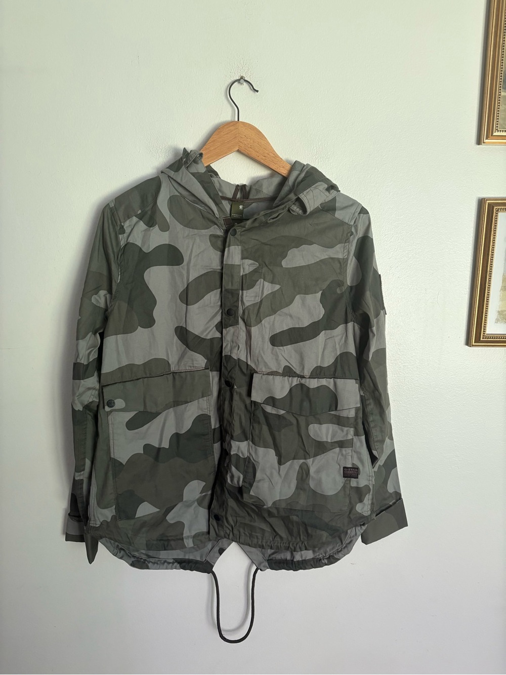 G Star Raw Camo Line Hooded Jacket Green Lightweight Women’s Large